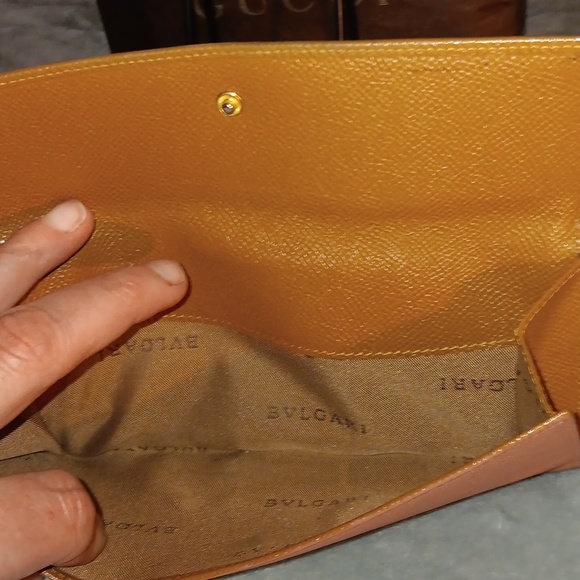 EUC BVLGARI Tan Leather Long Trifold Wallet - Picture 4 of 12